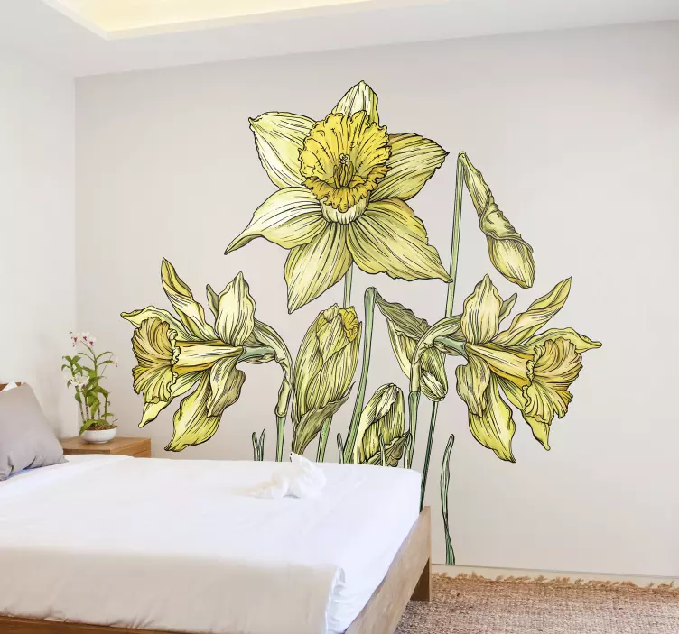 Autocollant mural fleur lumineuse jonquilles - TenStickers