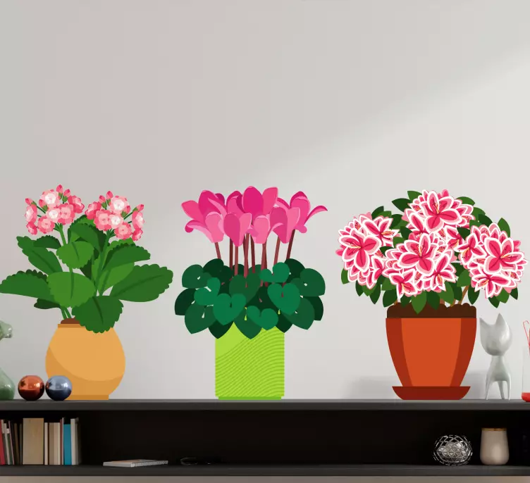Sticker Fleur Plusieurs fleurs dans des seaux - TenStickers