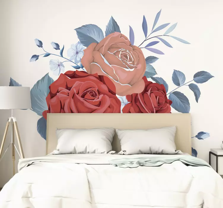 Sticker mural chambre bouquet de roses - TenStickers