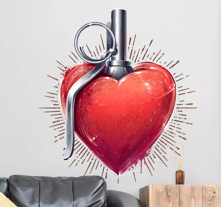 Sticker mural grenade coeur - TenStickers