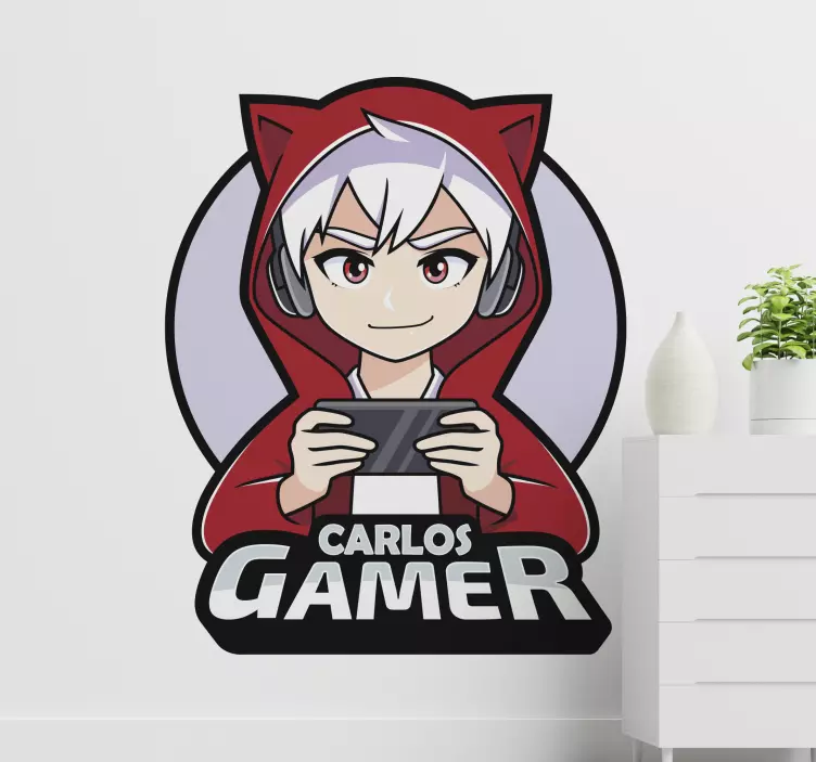 Sticker Illustration Gamer anime garçon - TenStickers