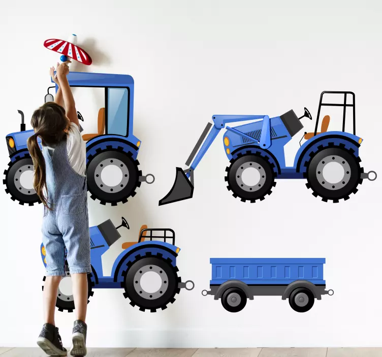 Sticker Jouet Pack tracteur bleu - TenStickers