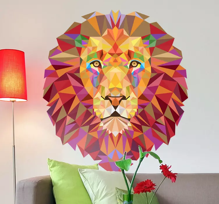 Sticker animal sauvage lion coloré - TenStickers