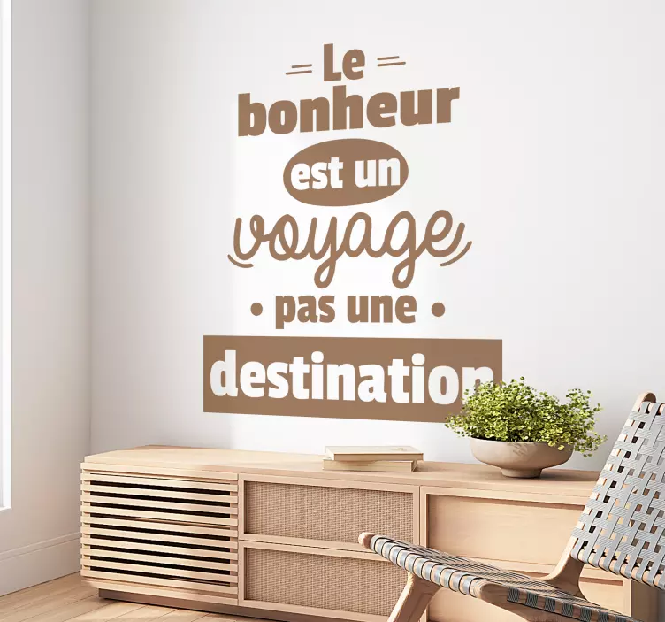 Sticker motivation le bonheur est un voyage - TenStickers