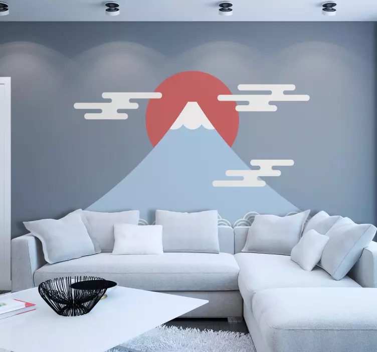 Sticker mural nature montagne style asiatique - TenStickers
