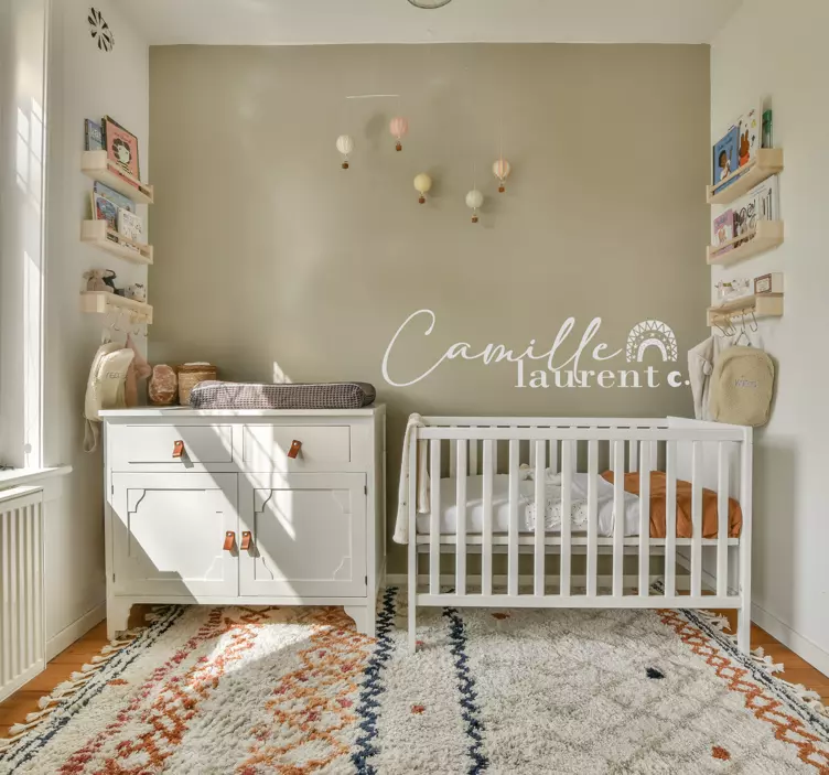 Sticker chambre enfant avec prénom style bohème - TenStickers