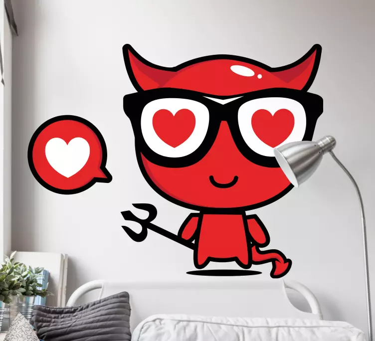 Sticker Mural Conception d'emoji maléfique rouge - TenStickers