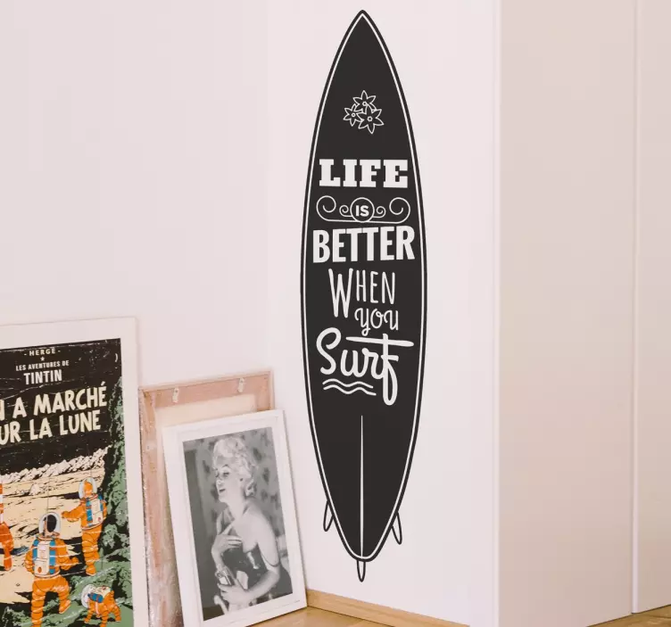 Sticker chambre ado surf planche avec texte - TenStickers