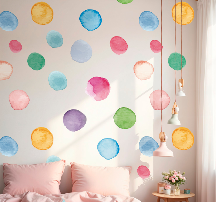 Sticker mural pois multicolores pastel - TenStickers
