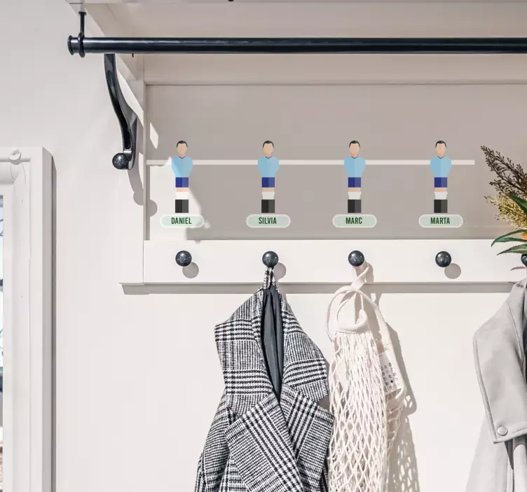 Sticker mur porte manteau figurines de baby-foot - TenStickers