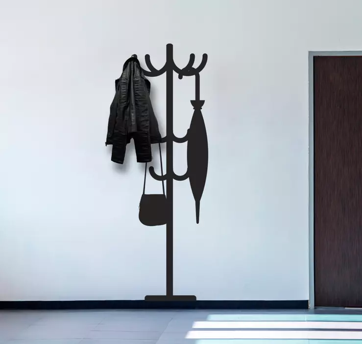 Sticker mural porte manteau sac à main et parapluie - TenStickers