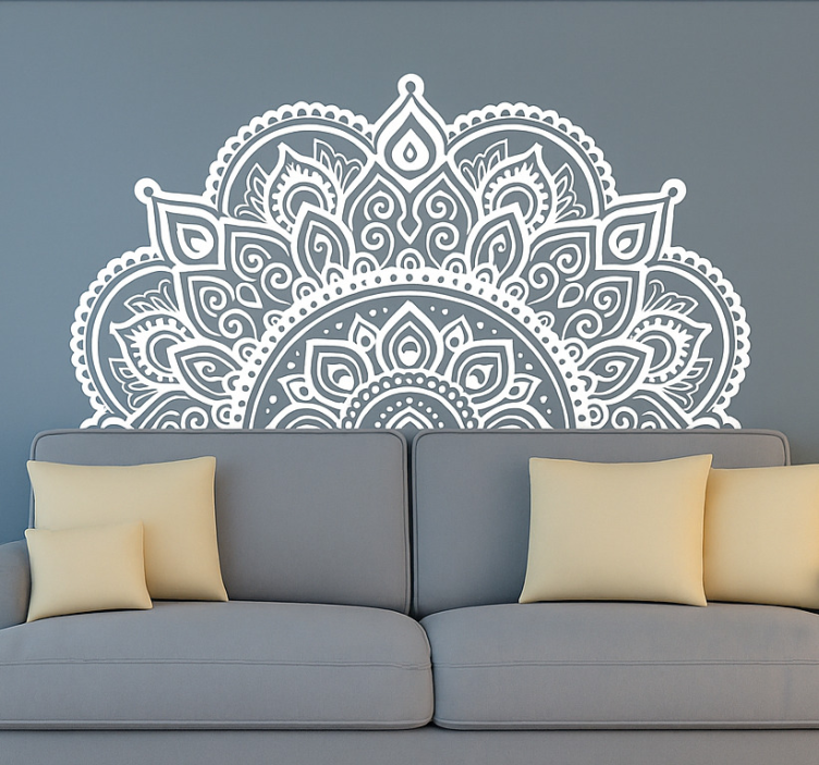 Sticker mural salon conception de demi-mandala - TenStickers