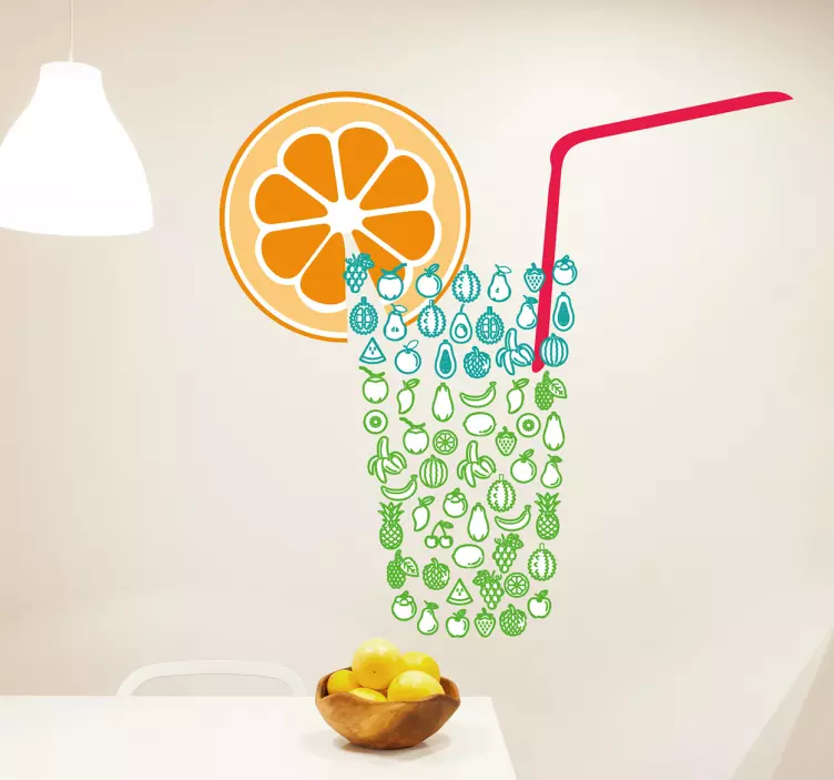 Sticker verre avec des fruits et une orange - TenStickers