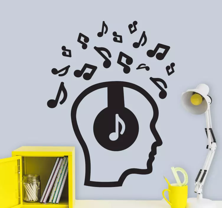 Sticker musique contour de tête musicale - TenStickers