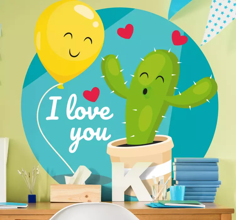 Sticker nature ballon cactus joyeux - TenStickers