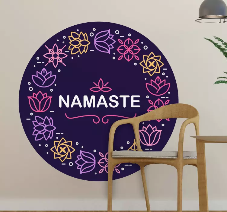 Sticker nature conception de cercle de fleurs de namaste - TenStickers