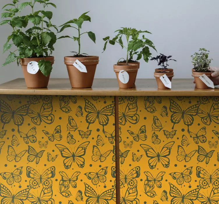 Sticker nature fond de plante papillon - TenStickers