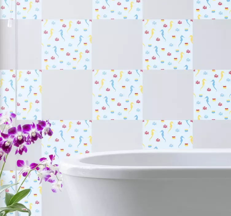 Sticker nature hippocampe éclaboussure naturelle - TenStickers