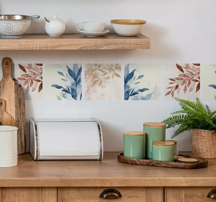 Carrelage adhésif motif floral aquarelle - TenStickers