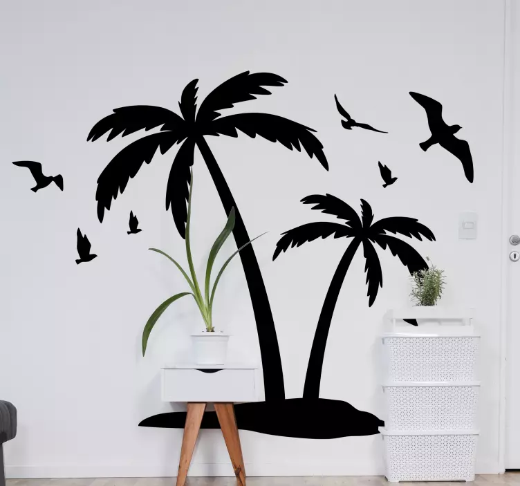 Sticker arbre silhouette de palmiers tropicaux - TenStickers