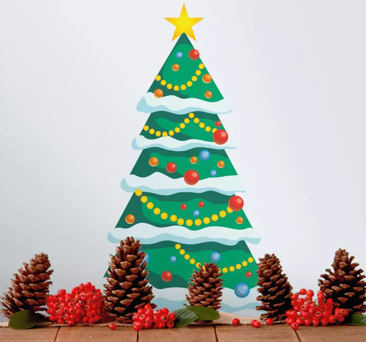 Sticker noël décor d'arbre enneigé - TenStickers