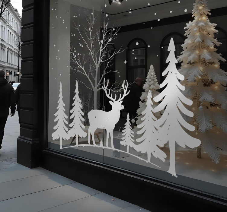 Sticker Noël vitrine scène d'hiver - TenStickers