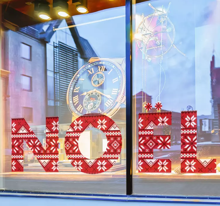 Sticker Noël vitrine texte décoré - TenStickers