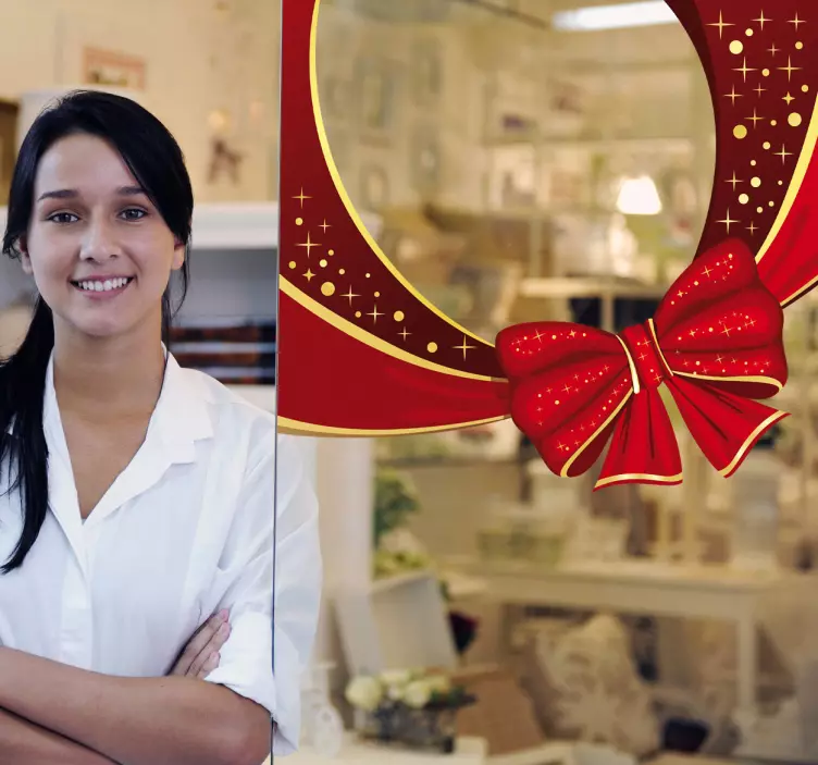 Sticker Noël vitrine nœud ruban - TenStickers