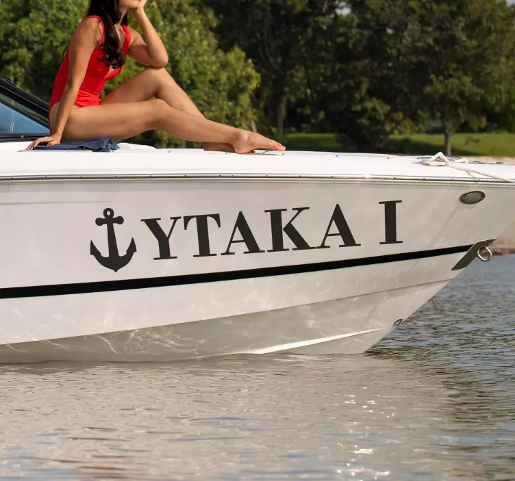 Sticker nom de bateau avec dessin d'ancre - TenStickers