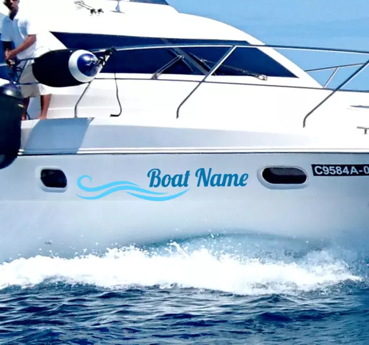 Sticker nom de bateau avec vagues - TenStickers