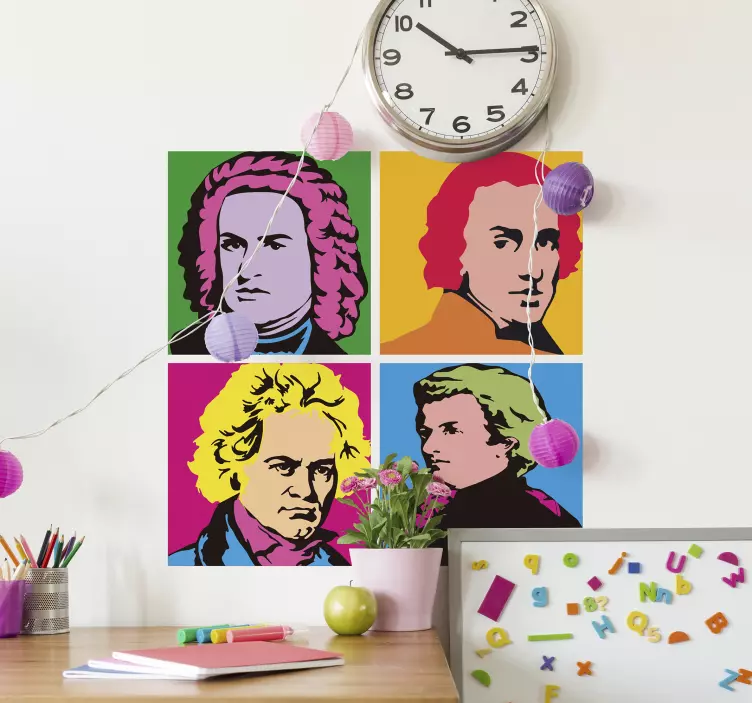 Sticker note de musique portraits de compositeurs classiques - TenStickers