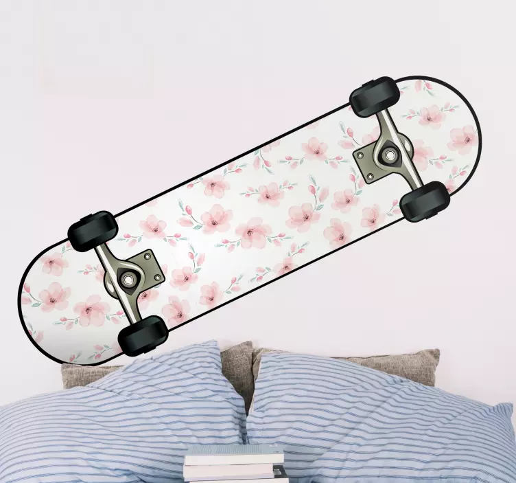 Sticker objet motif floral skateboard - TenStickers