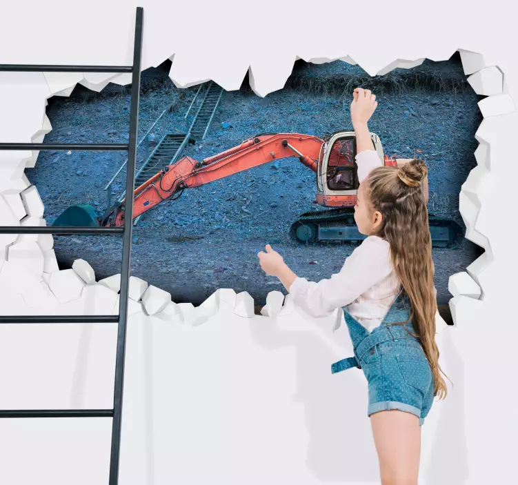 Sticker trompe l'oeil construction d'excavatrices - TenStickers