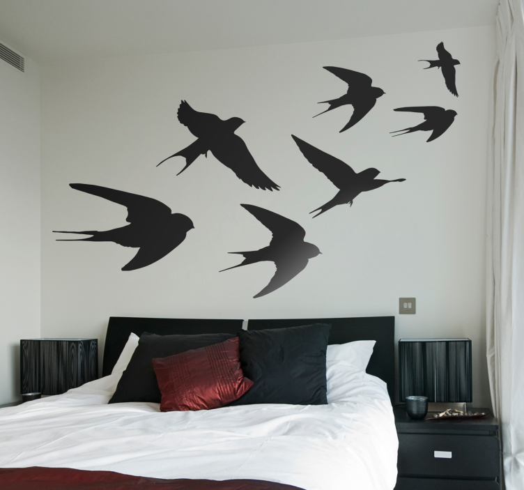 Sticker mural chambre oiseaux hirondelles qui volent - TenStickers