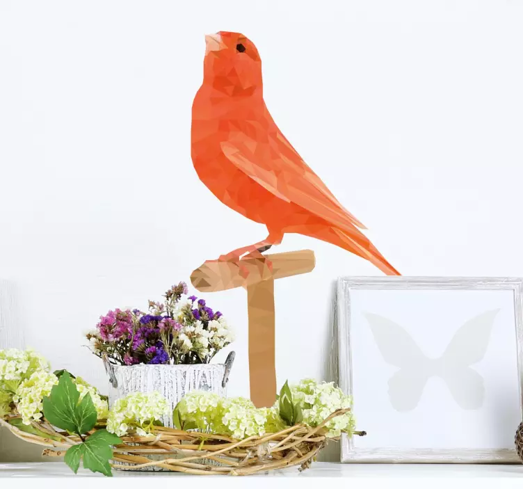 Sticker oiseau polygonal sur une perche - TenStickers