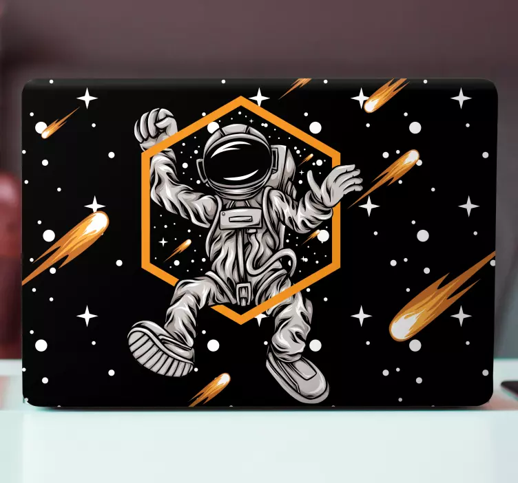 Sticker ordinateur astronaute flottant cosmique - TenStickers