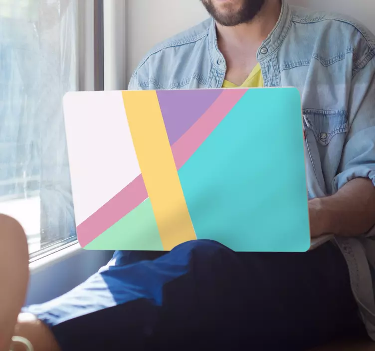 Sticker ordinateur portable blocs de couleurs géométriques - TenStickers