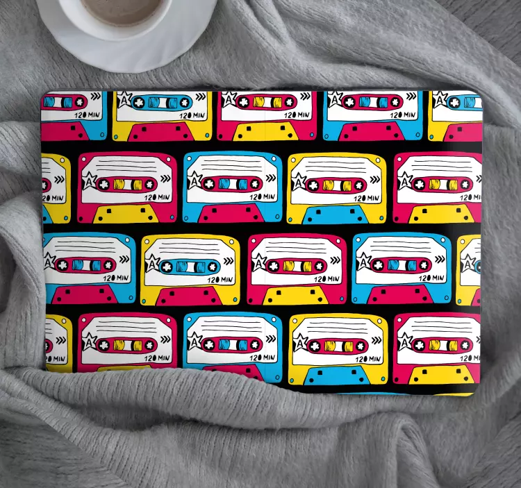 Sticker ordinateur portable cassettes colorées - TenStickers
