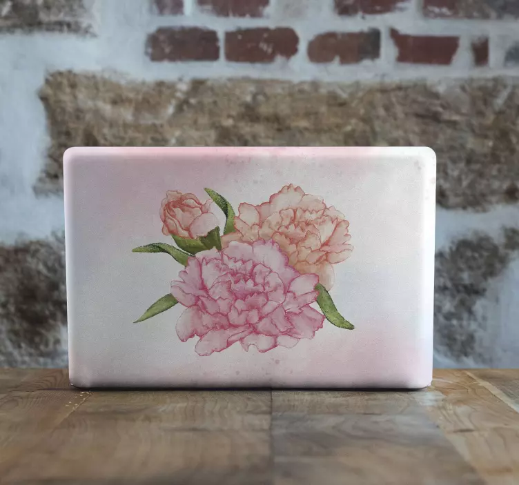 Sticker ordinateur portable composition florale rose - TenStickers