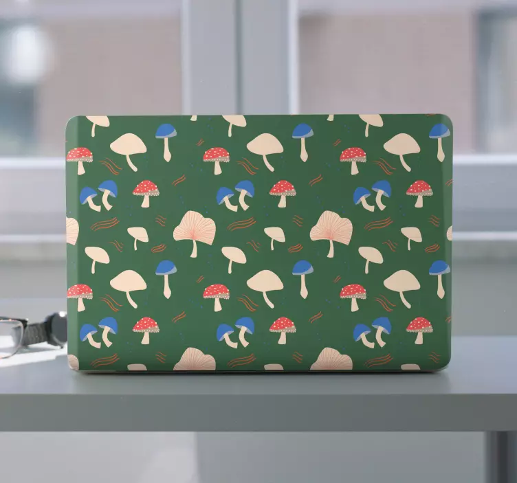 Sticker ordinateur portable couverture imprimée champignon - TenStickers