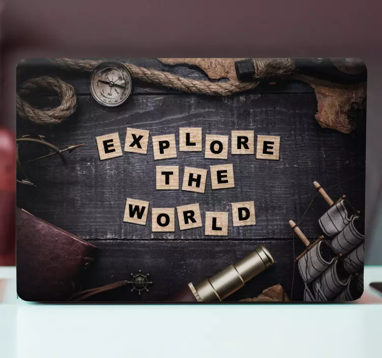 Sticker ordinateur portable découvrir le globe - TenStickers