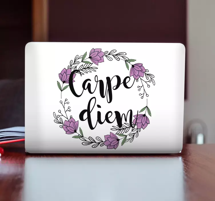 Sticker ordinateur portable emblème de motivation floral - TenStickers