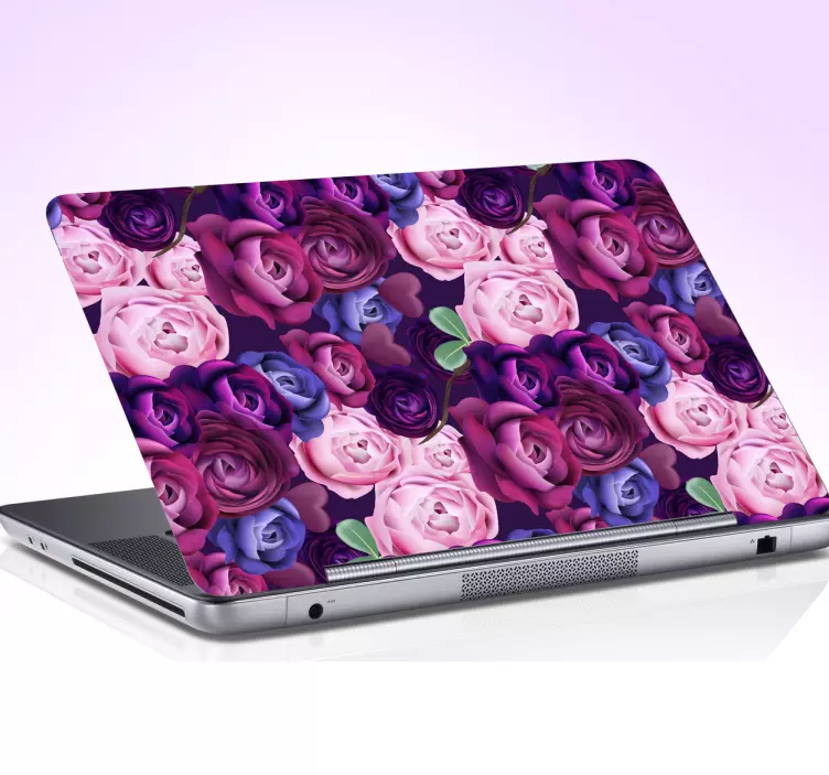 Sticker ordinateur portable fleurs violettes - TenStickers