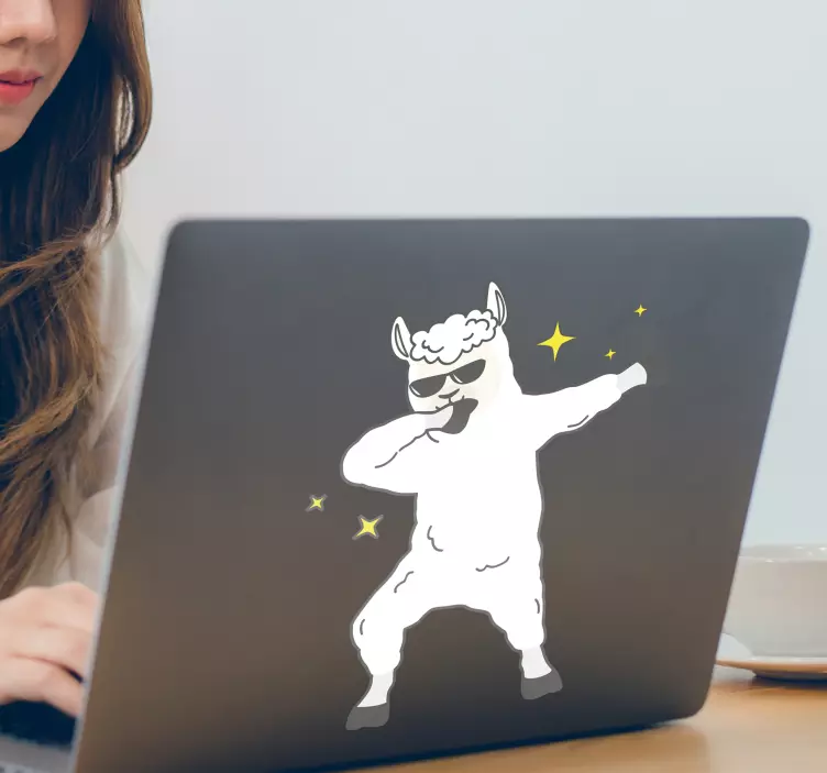 Sticker Ordinateur Portable Llama Dab - TenStickers
