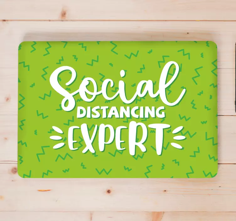 Sticker ordinateur portable expert en distanciation sociale - TenStickers