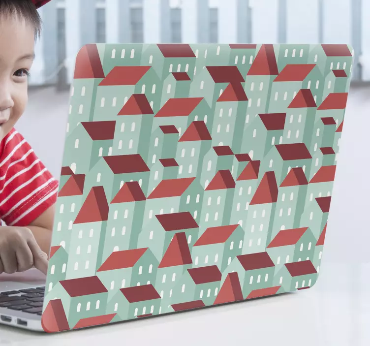 Sticker ordinateur portable modèle de maison coloré - TenStickers