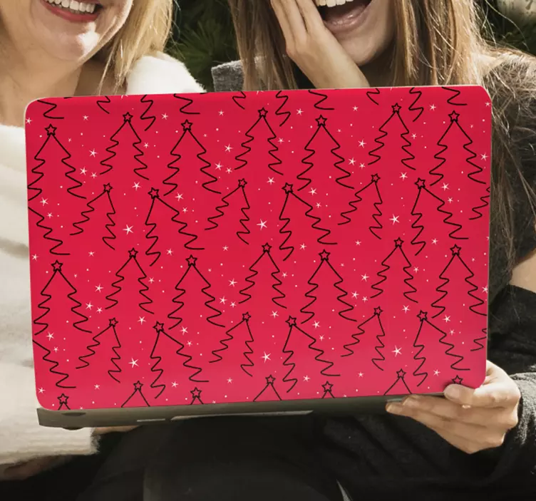 Sticker ordinateur portable motif d'arbre festif - TenStickers