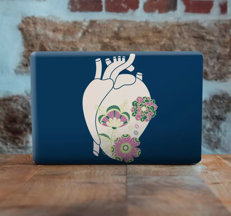 Sticker ordinateur motif de coeur floral - TenStickers