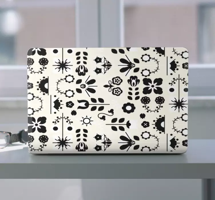 Sticker ordinateur portable motif de composition florale - TenStickers