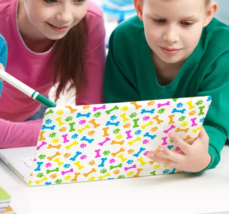 Sticker ordinateur portable motif de pattes colorées - TenStickers